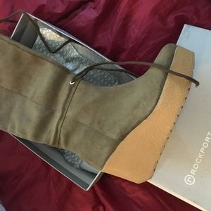 Rockport Suede Cedra Scrunch Tall Boot New in Box